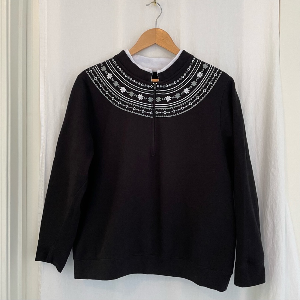 Black, Gray and White Sweatshirt, Nordic Graphic Neckline